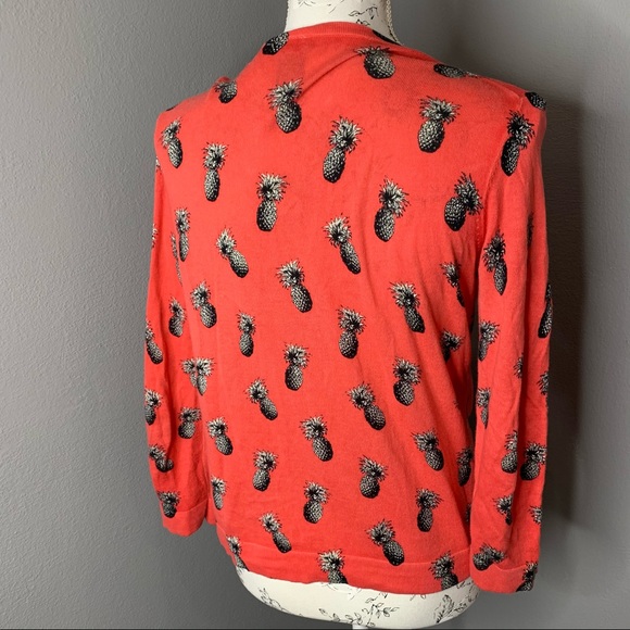 ANN TAYLOR pineapple Coral cardigan Sweater MED - Picture 3 of 4
